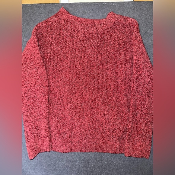 Red/Orange Cable Knit Crewneck Sweater - Picture 3 of 5